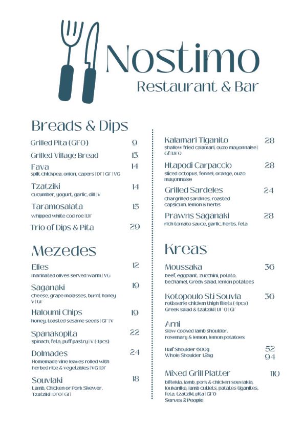 Menu page 1